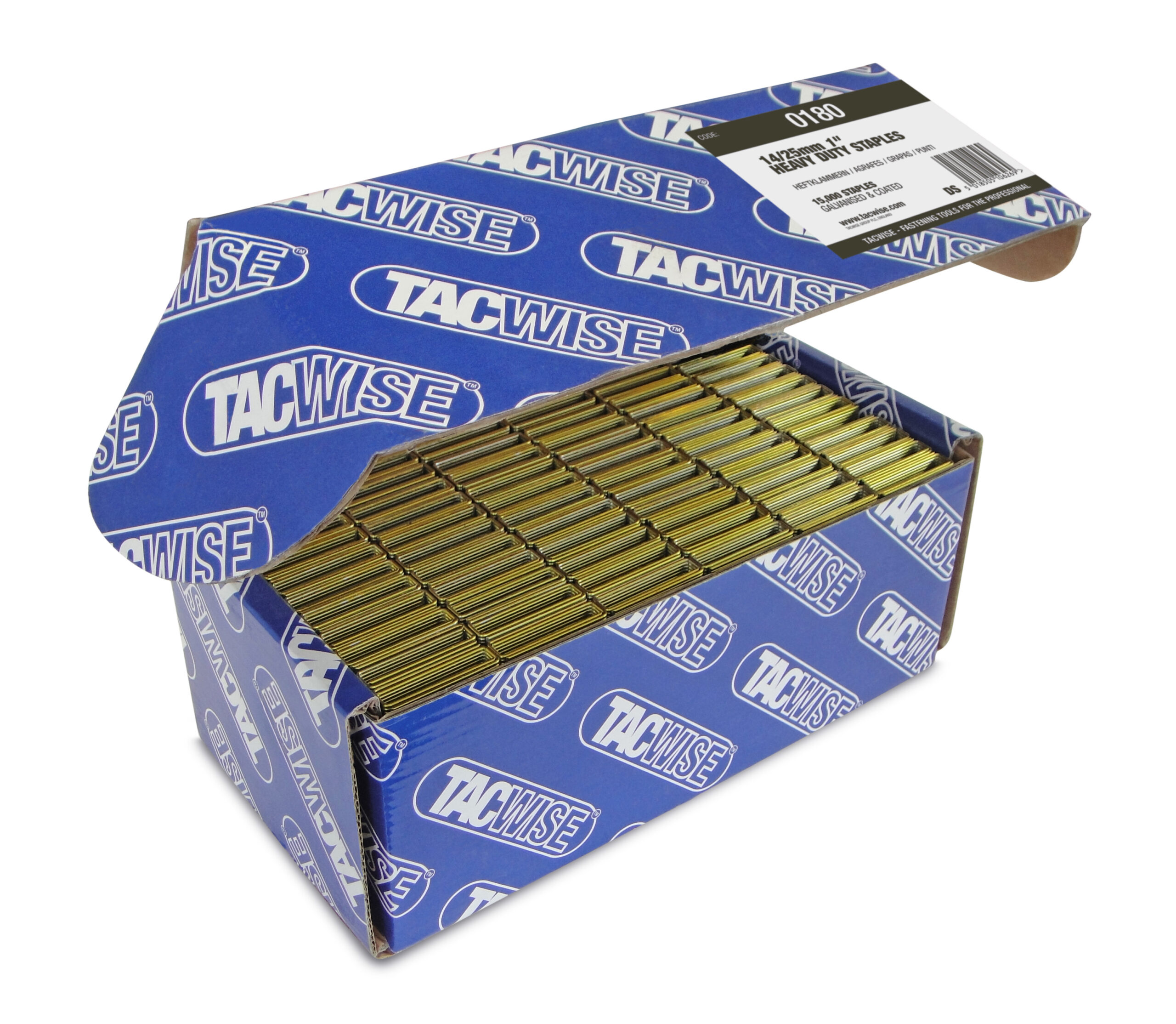 Type 14/25mm Heavy Dutty Galvanised Narrow Crown Staples, Copper, Box of 15,000
