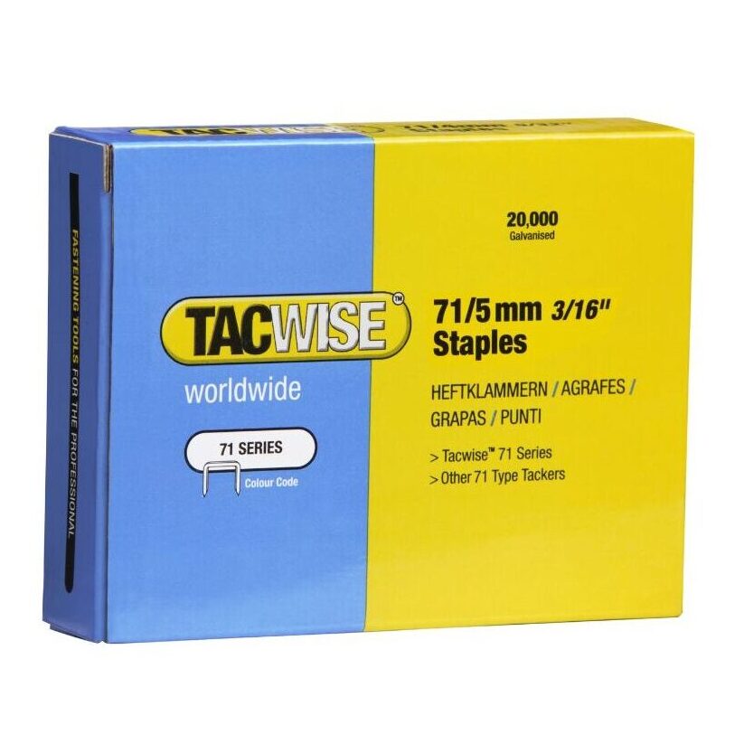Type 71/5mm Galvanised Staples, Box of 20,000