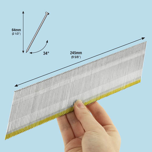 Type 15G/64mm Galvanised Angled Finish Nails, D Head, Pack of 1800 - Image 2