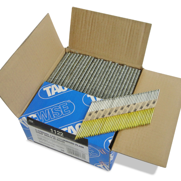 Type 3.1/90mm Extra Galvanised Framing Nails, D Head, Plain Shank, 34° Inclined, Paper Collated, Pack of 2200