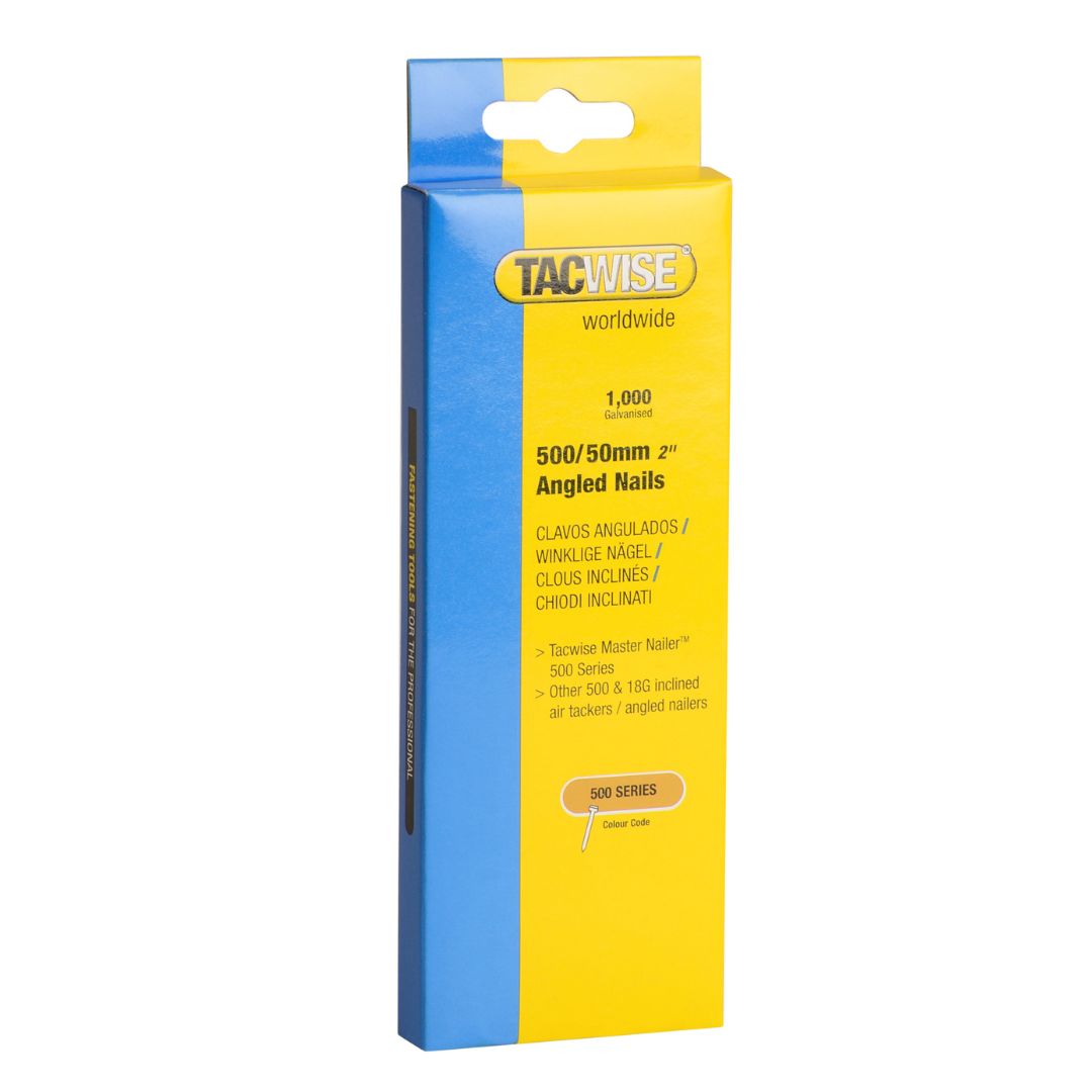 Type 18G/50mm Galvanised Angled Brad Nails, 26° Incline, Pack of 1000